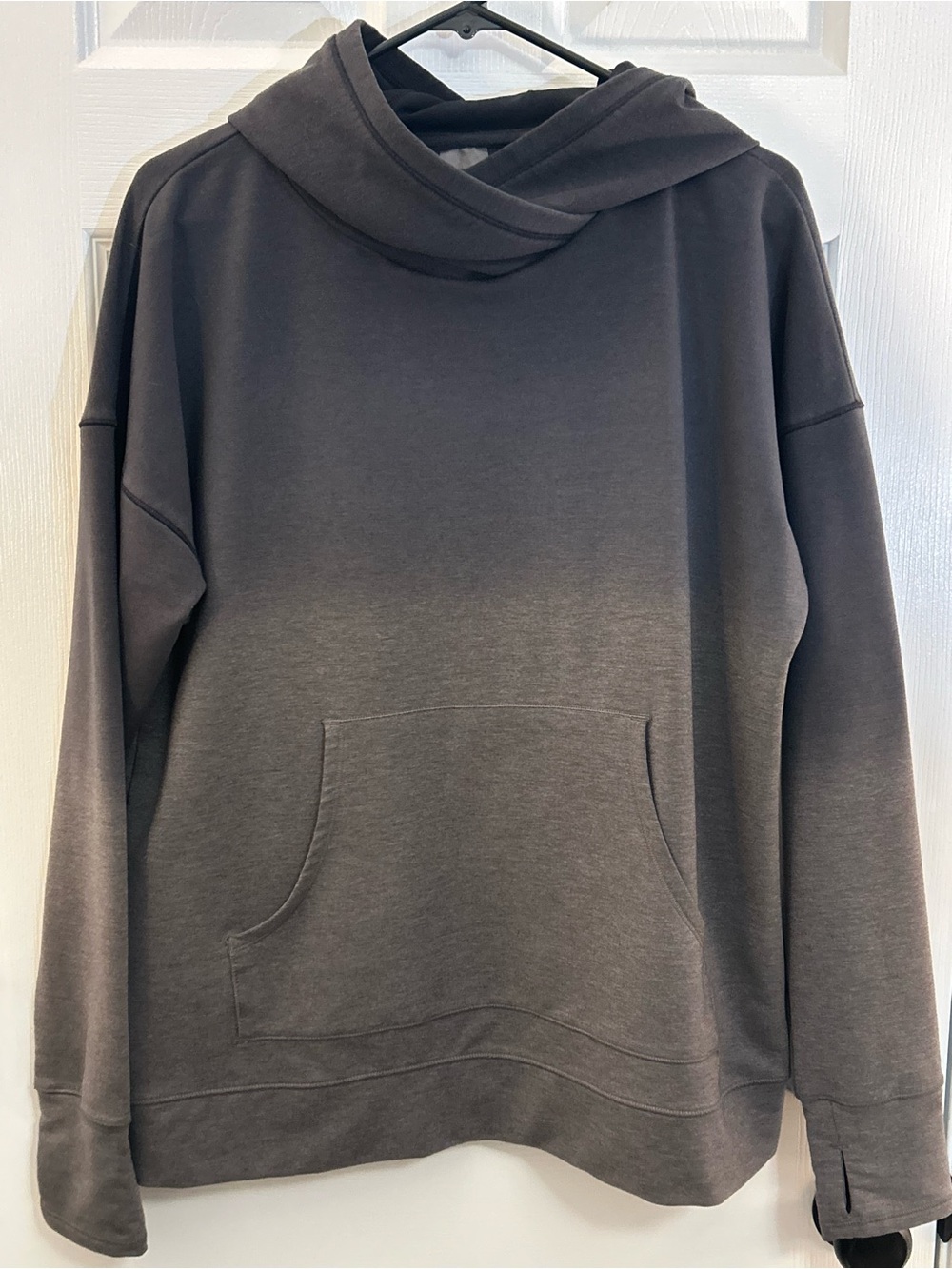 CALIA by Carrie Underwood Dip-Dye Ombre Cowl Neck Hoodie Gray L